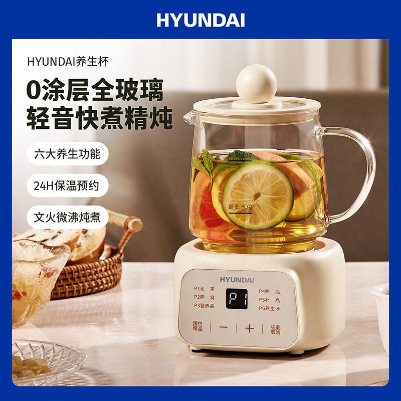 HYUNDAI养生壶炖煮一体煮茶壶纯玻璃分体养生杯小型养生壶花茶壶