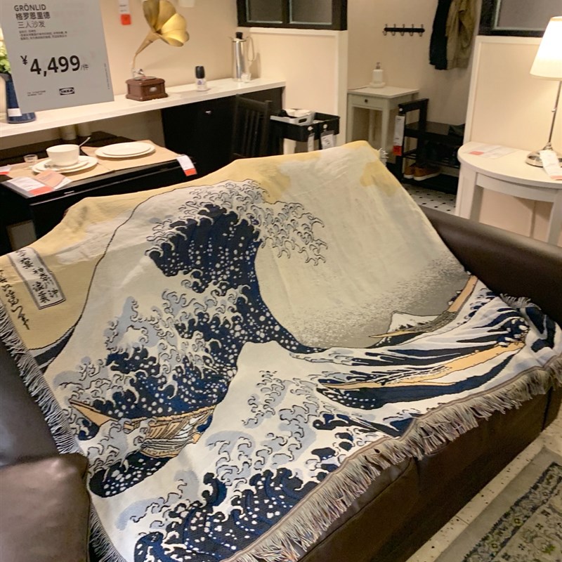 神奈川冲浪里 日式风浮世绘风景艺术沙发毯毛毯装饰毯野餐毯