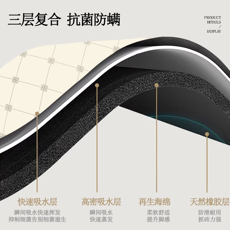 厨房地垫硅藻泥吸水防滑防水防油滑厨房地毯脚垫免洗可擦l形长条