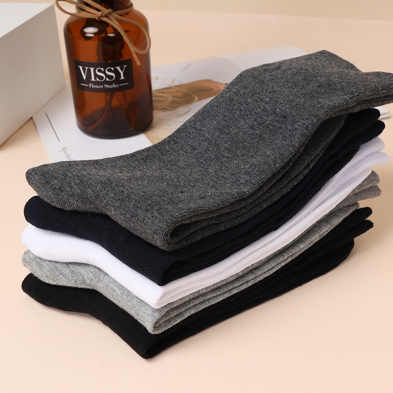 加长筒高筒袜子男士秋冬纯棉高腰小腿袜长袜男防臭黑色中筒长筒袜