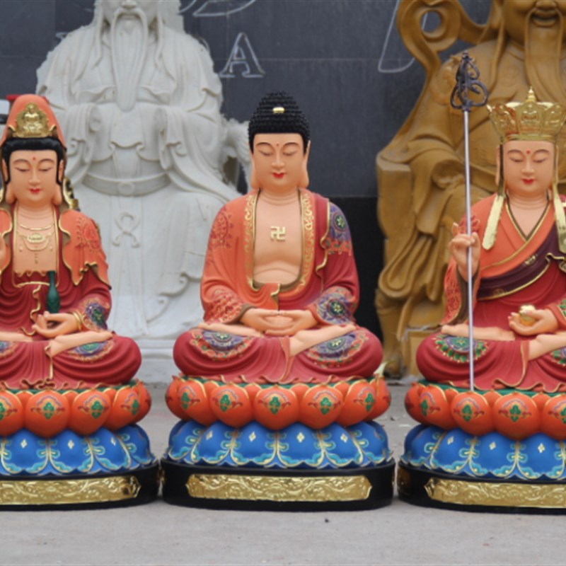 寺庙供奉阿弥陀佛 88cm释迦佛佛祖古彩观音地藏王娑婆三圣如来佛