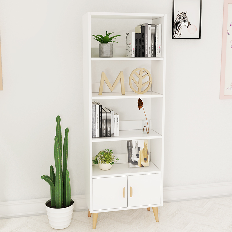 北欧书柜书架简约白色自由组合多层置物架日式落地客厅简易小书架
