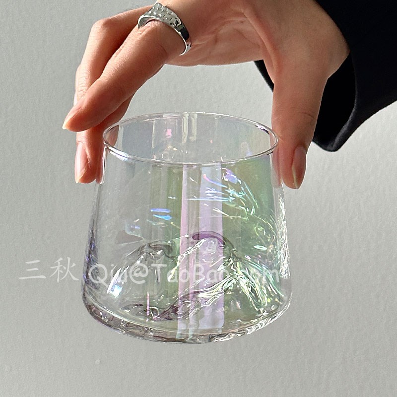 三秋Sanq七彩富士山玻璃杯水杯高级感小众创意咖啡杯威士忌杯酒杯