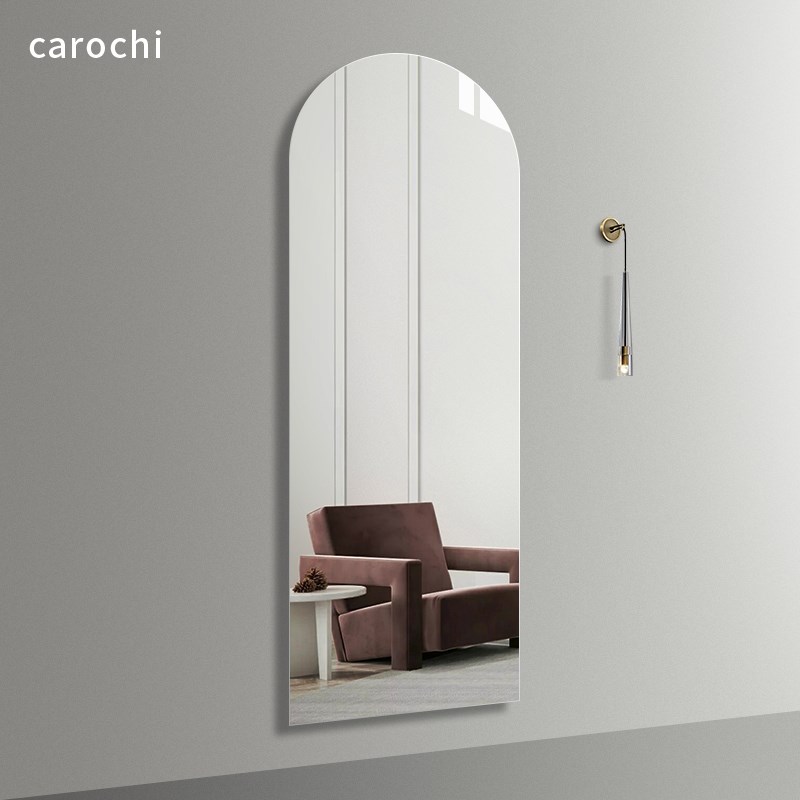 拱形无框入户家用卧室全身镜贴墙挂墙免打孔镜子试衣镜粘贴穿衣镜