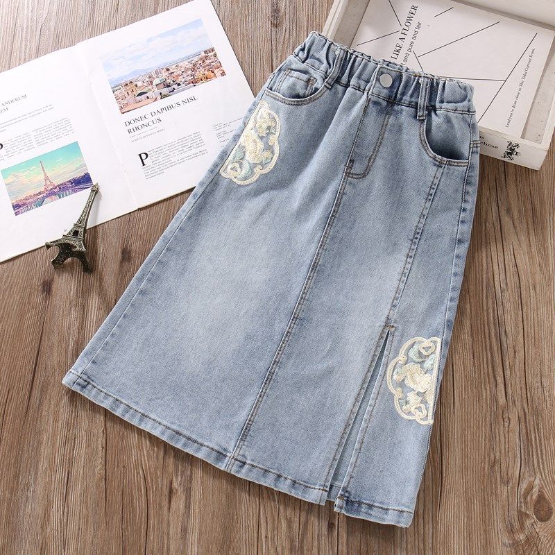 女童牛仔半身裙长款夏季国风过膝长裙薄款时尚洋气中大童包臀裙子,童装/婴儿装/亲子装,半身裙,淘宝优惠券,粉丝福利购,淘宝优惠卷