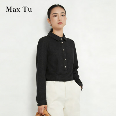 MaxTu春秋通勤翻领长袖衬衫女