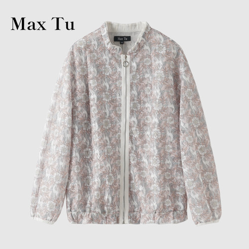 MaxTu春秋花卉拉链夹克