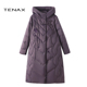 2025冬款 宽松大码 中年妈妈新中式 TENAX 国风鸭绒连帽中长款 羽绒服