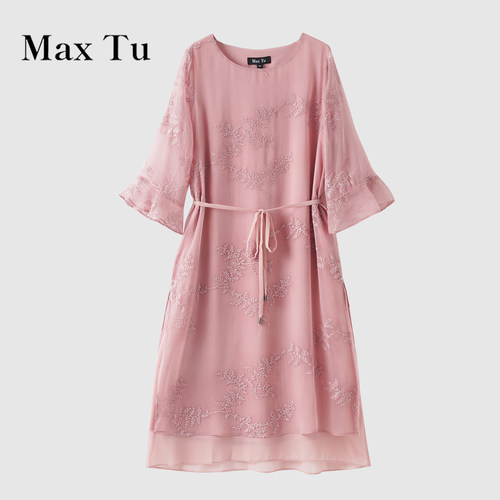 MaxTu夏季印花收腰显瘦连衣裙