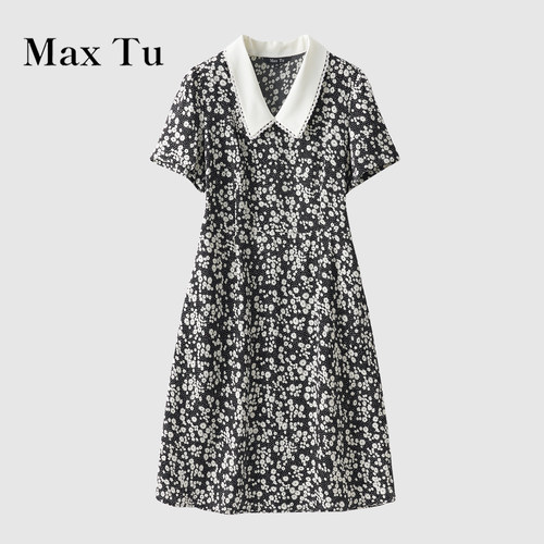 MaxTu淑女碎花娃娃领连衣裙