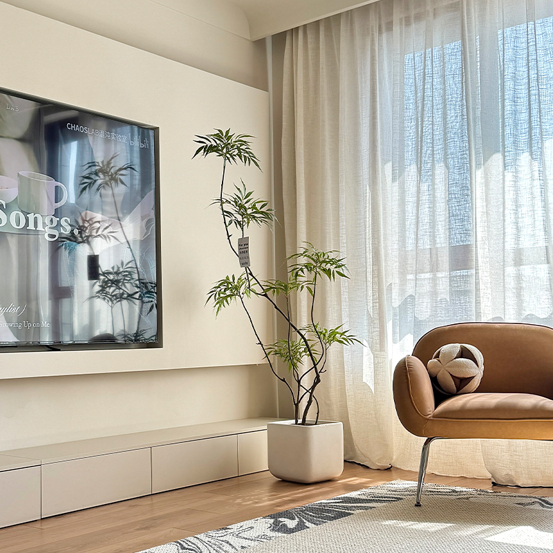 森空间仿真绿植装饰十大功劳室内客厅角落植物简约奶油风假树盆栽