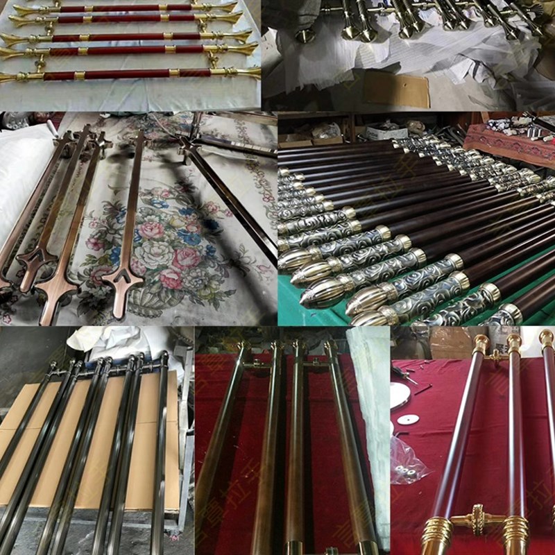 现代中式仿古玻璃门拉手大门把手定制条形实木304不锈钢圆管方管