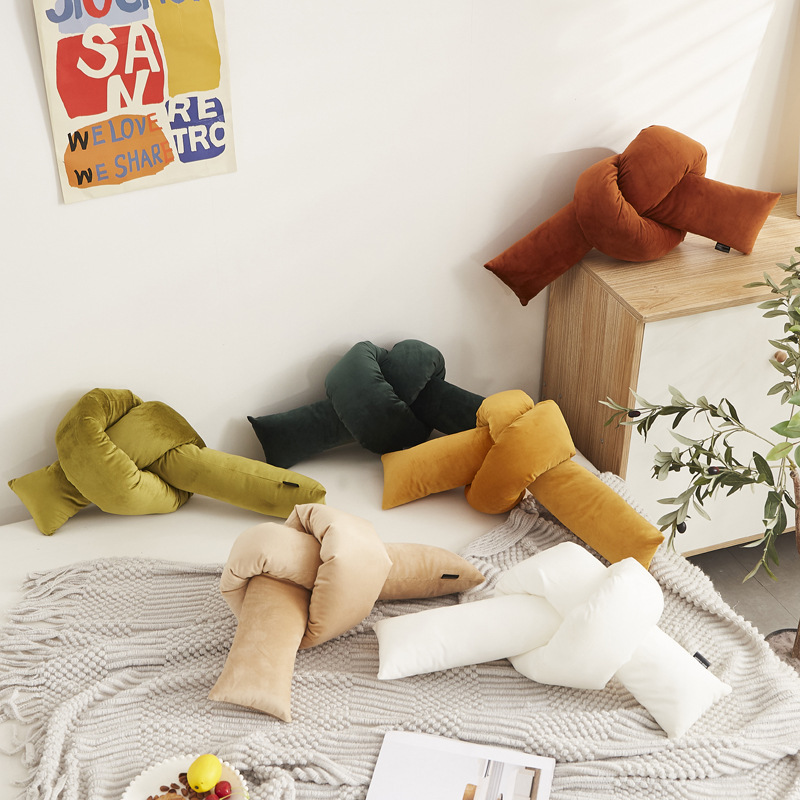 ins创意抱枕床头毛绒客厅异形抱枕球形波浪长条丝绒抱枕靠垫长条