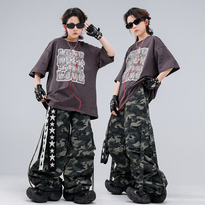 2026新款街舞儿童潮服hiphop童装架子鼓演出服男童嘻哈潮服