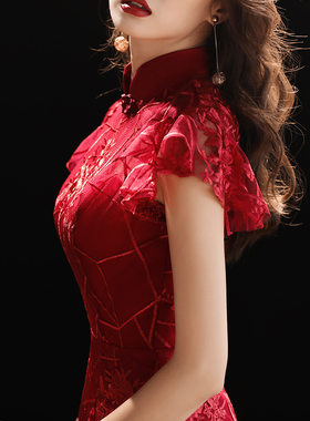 2026新款敬酒服新娘春款中式红色旗袍结婚晚礼服裙女修身鱼尾长款