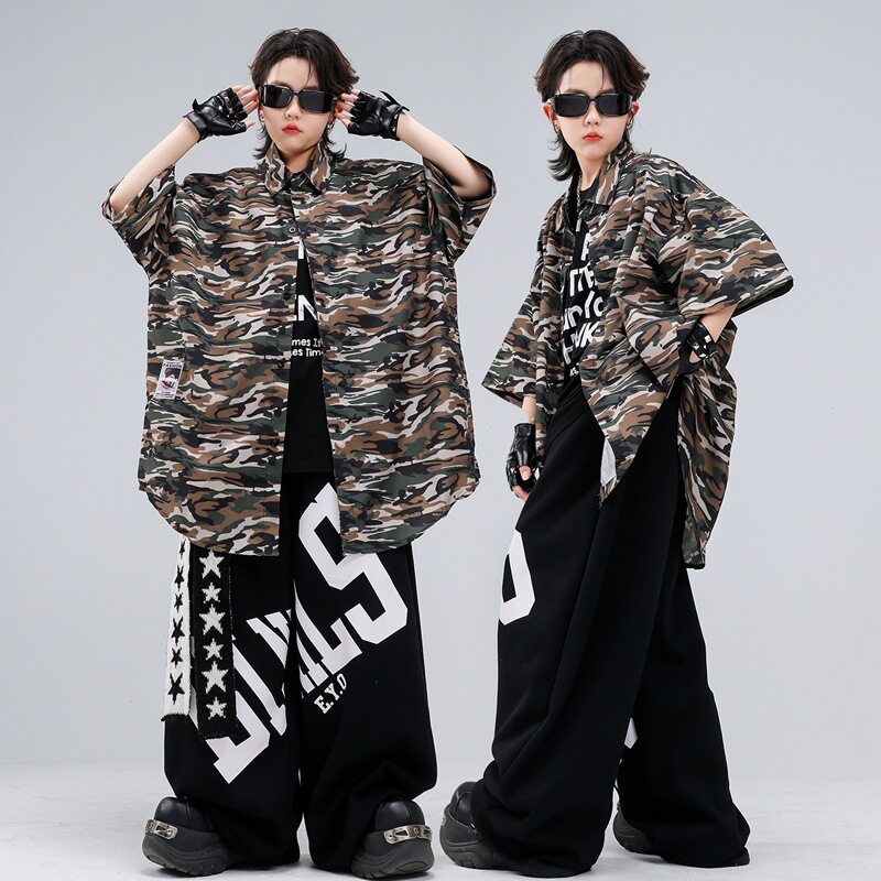 2026新款街舞儿童潮服嘻哈迷彩服少儿hiphop潮牌童装酷帅男