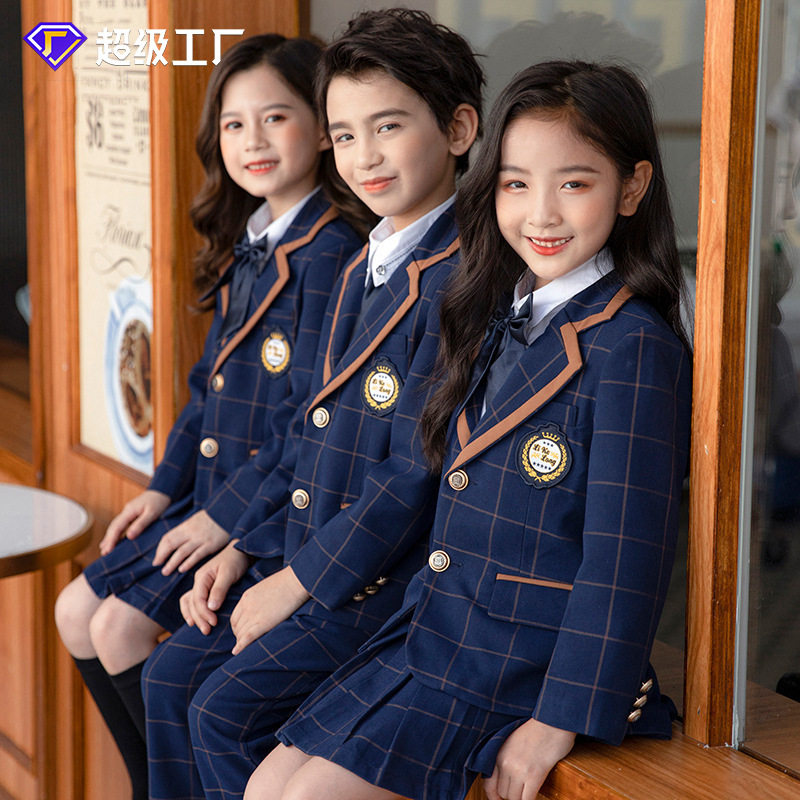 2026新款英伦风西装短裙套装中小学生班服秋幼儿园园服学院风男女