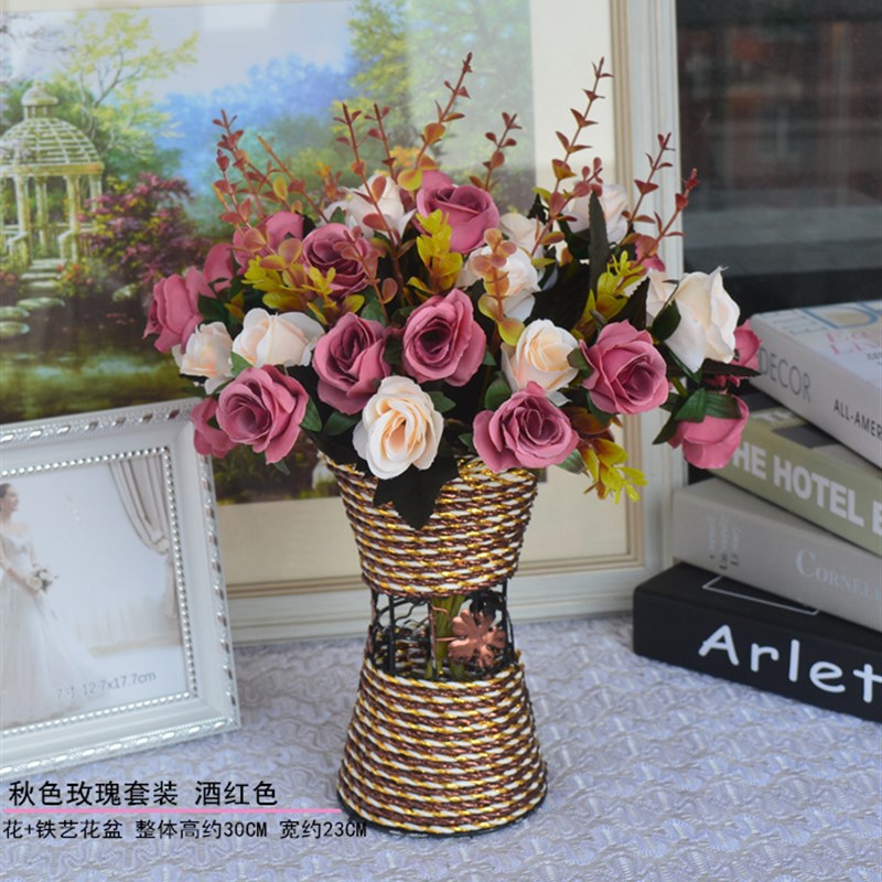 仿真植物盆景仿真花卉假花盆栽绿植餐桌茶几干花玫瑰花客厅摆设