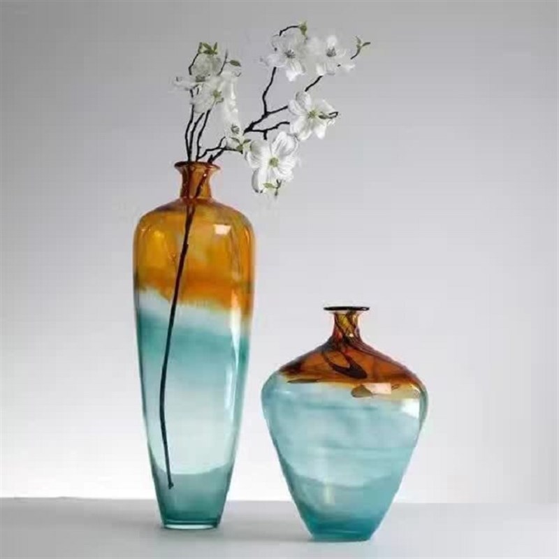 百花园 欧式彩色玻璃花瓶 玻璃容器 琉璃摆件落地花瓶家居工艺礼