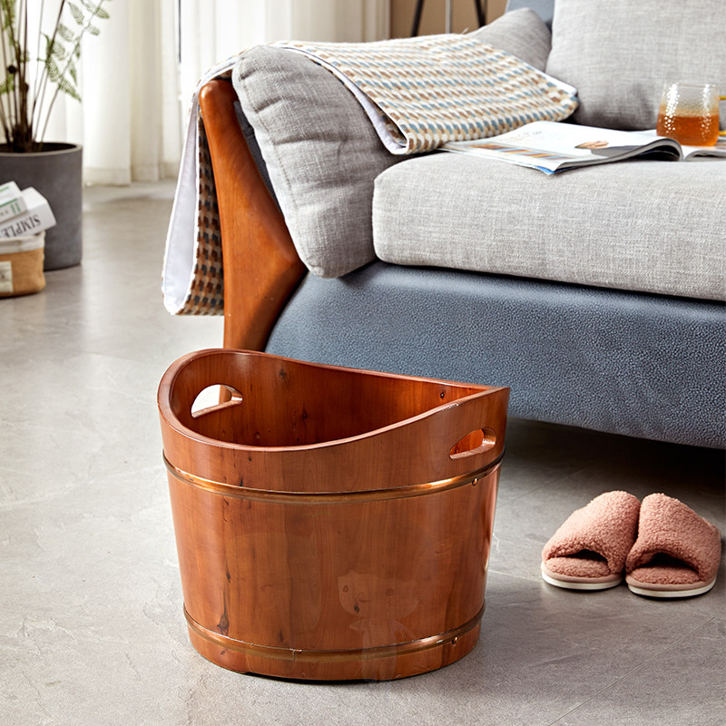 手提泡脚木桶过小腿木质洗脚桶家用养生按摩足浴桶木质洗脚盆木盆