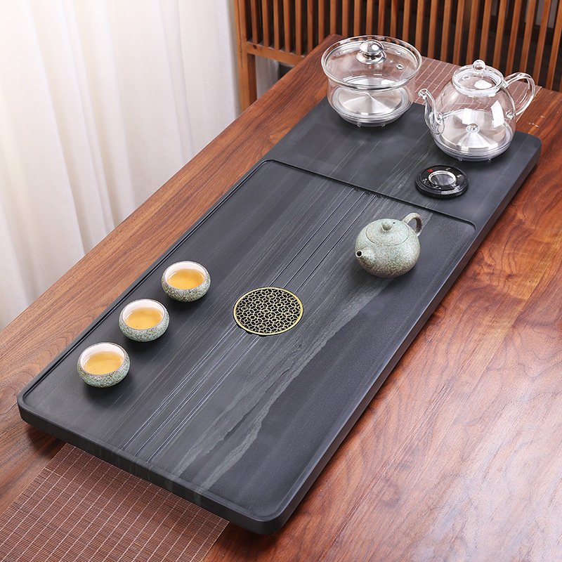 乌金石茶盘电磁炉套装一体家用石头茶台全自动皇庭玉功夫茶具茶海