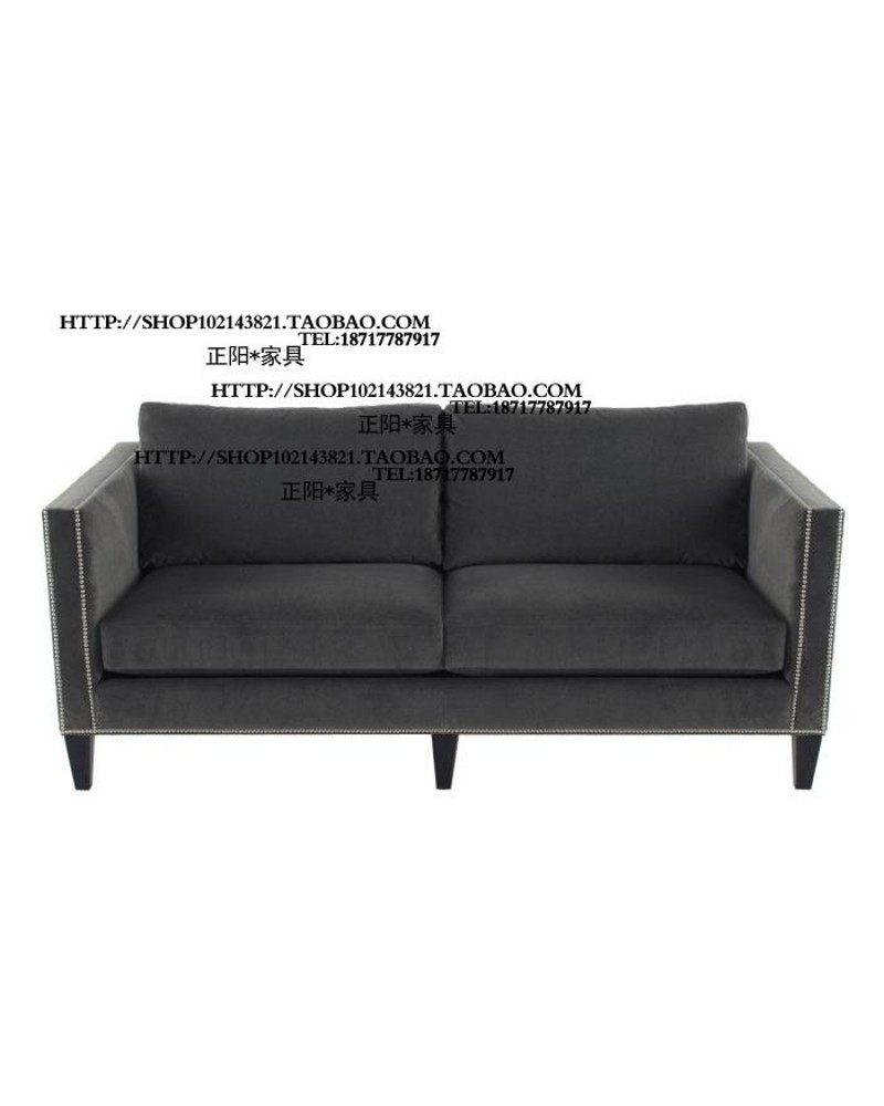 出口西班牙殖民风格铆钉布艺三人位沙发样板房别墅酒店家具定制