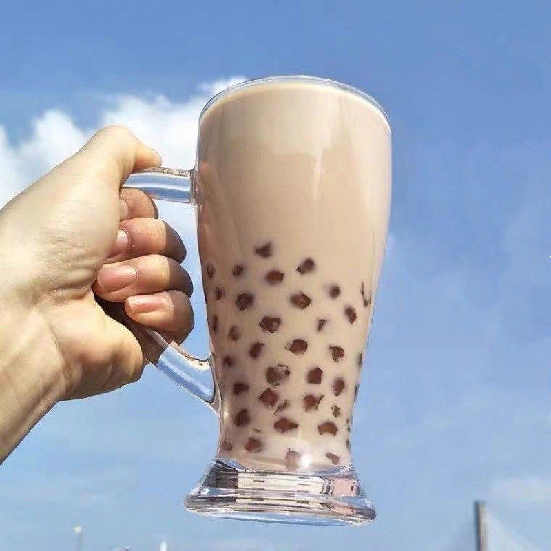 水杯果汁玻璃杯耐高温珍珠奶茶专用700ml大容量扎啤杯子家用超大