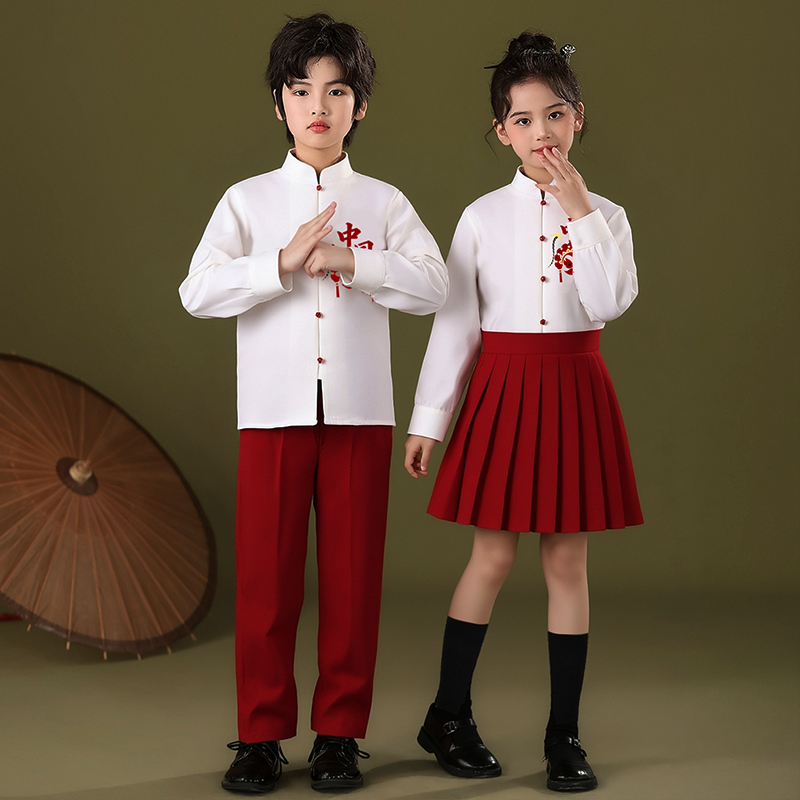 元旦儿童合唱演出服中国风中小学生诗歌朗诵比赛表演服班服爱国