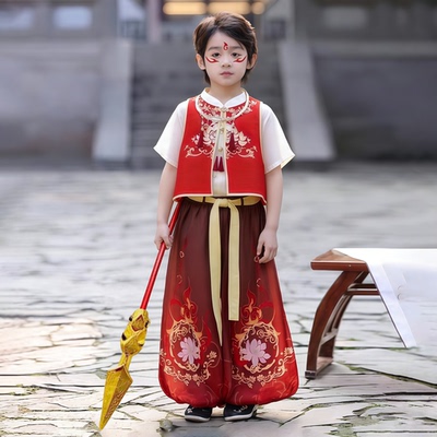 端午哪吒儿童服装cos衣服男童汉服幼儿园毕业小学生啦啦队演出服