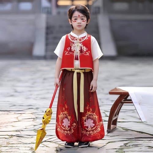 六一哪吒儿童服装cos衣服男童汉服幼儿园毕业小学生啦啦队演出服