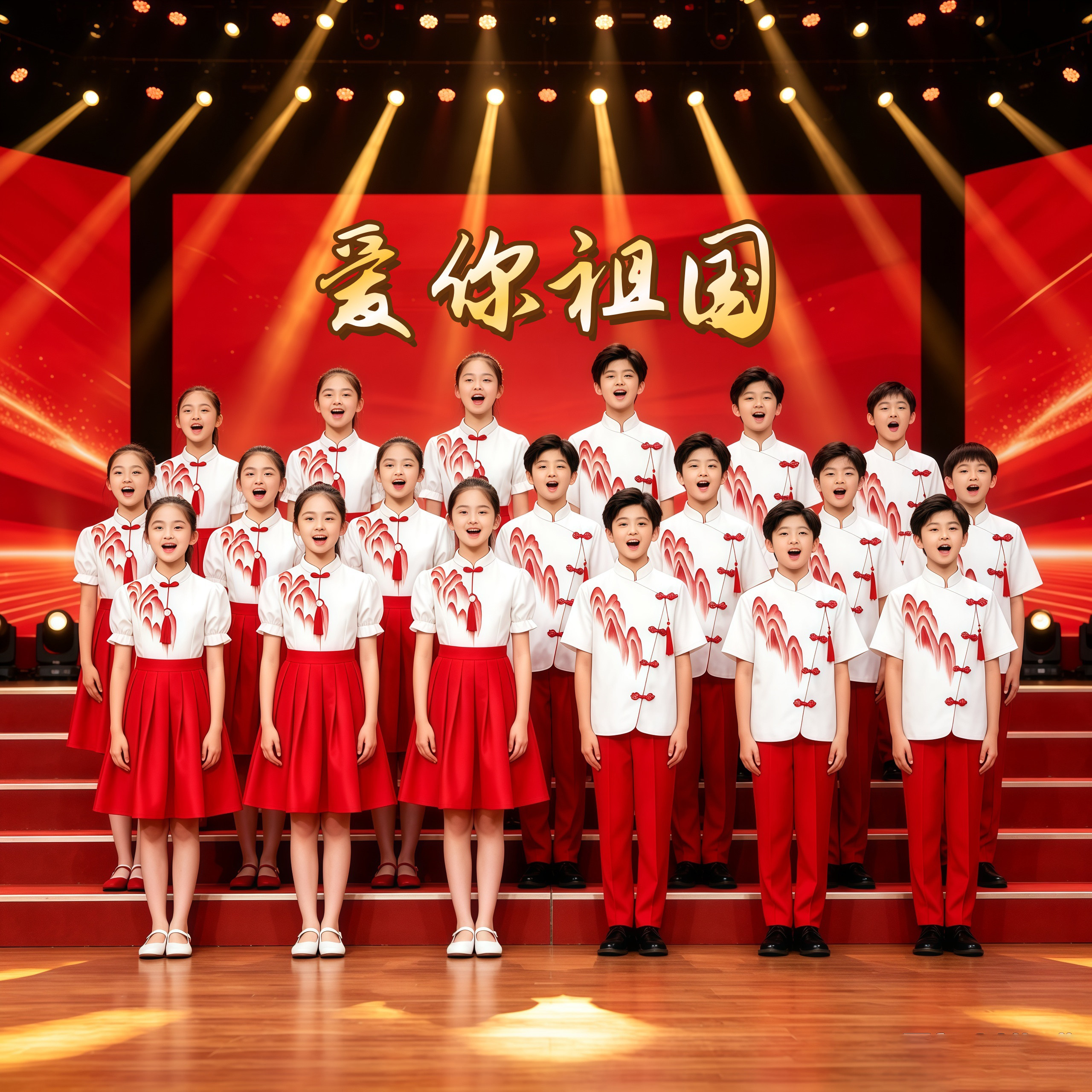 国庆儿童合唱演出服中国风中小学生诗歌朗诵比赛红歌爱国表演服装图片