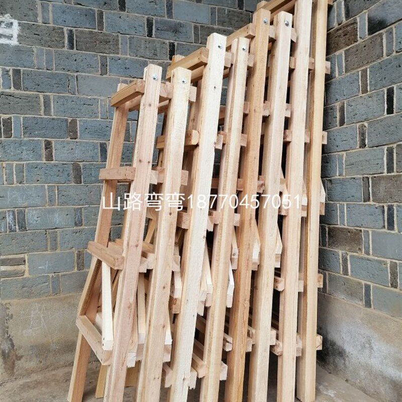 建筑工地实木人字梯水电装修走梯墙纸墙布石膏线窗帘安装工程梯子