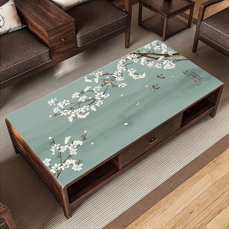 中式复古Q弹硅胶茶几桌布防水防油免洗2022新款环保红木茶几桌垫