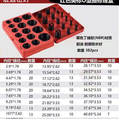 红黄蓝O型圈修理盒/密封圈O型橡胶圈/丁青胶/修理盒/骨架油封