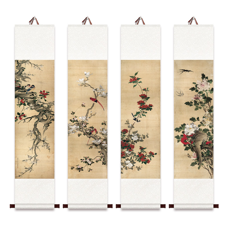 清代陈枚花鸟国画八条屏四条屏古画花卉卷轴挂画中式装饰挂轴画,家居饰品,国画,淘宝优惠券,粉丝福利购,淘宝优惠卷