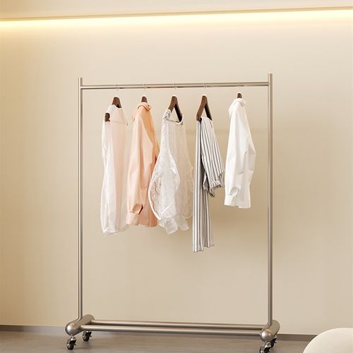 晾衣架不锈钢单杆落地阳台家用支架室内卧室晒衣架多功能移动衣架