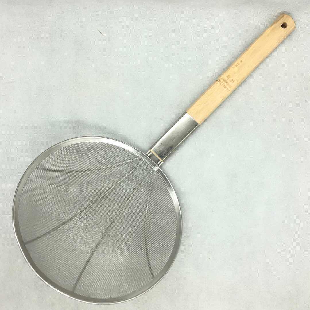 30目32cm不锈钢方木柄网漏炸密喱过滤网捞面渣捞漏勺网厘笊篱细网