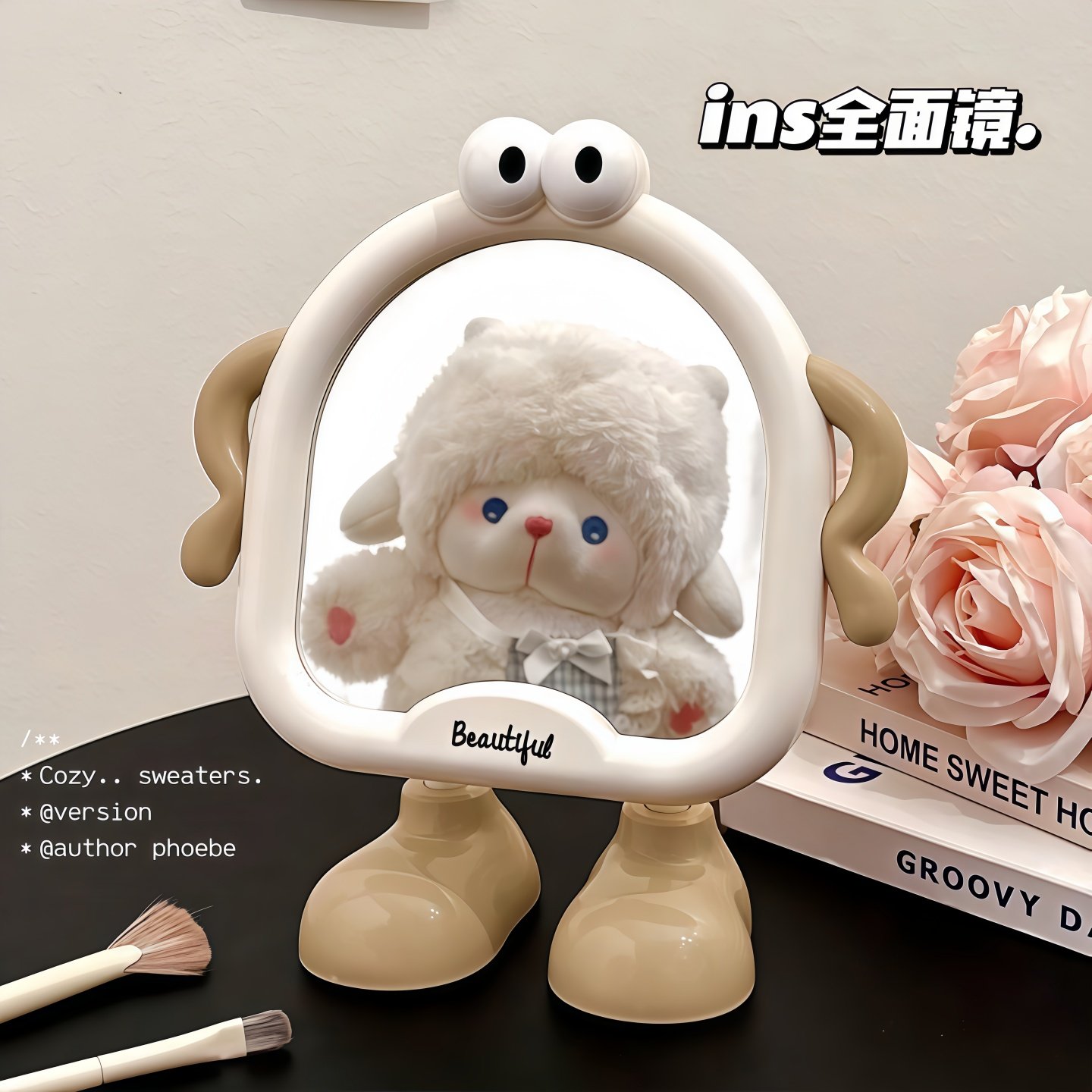 镜子化妆镜可爱大脚台式桌面小镜子家用学生宿舍便携高清美妆镜子