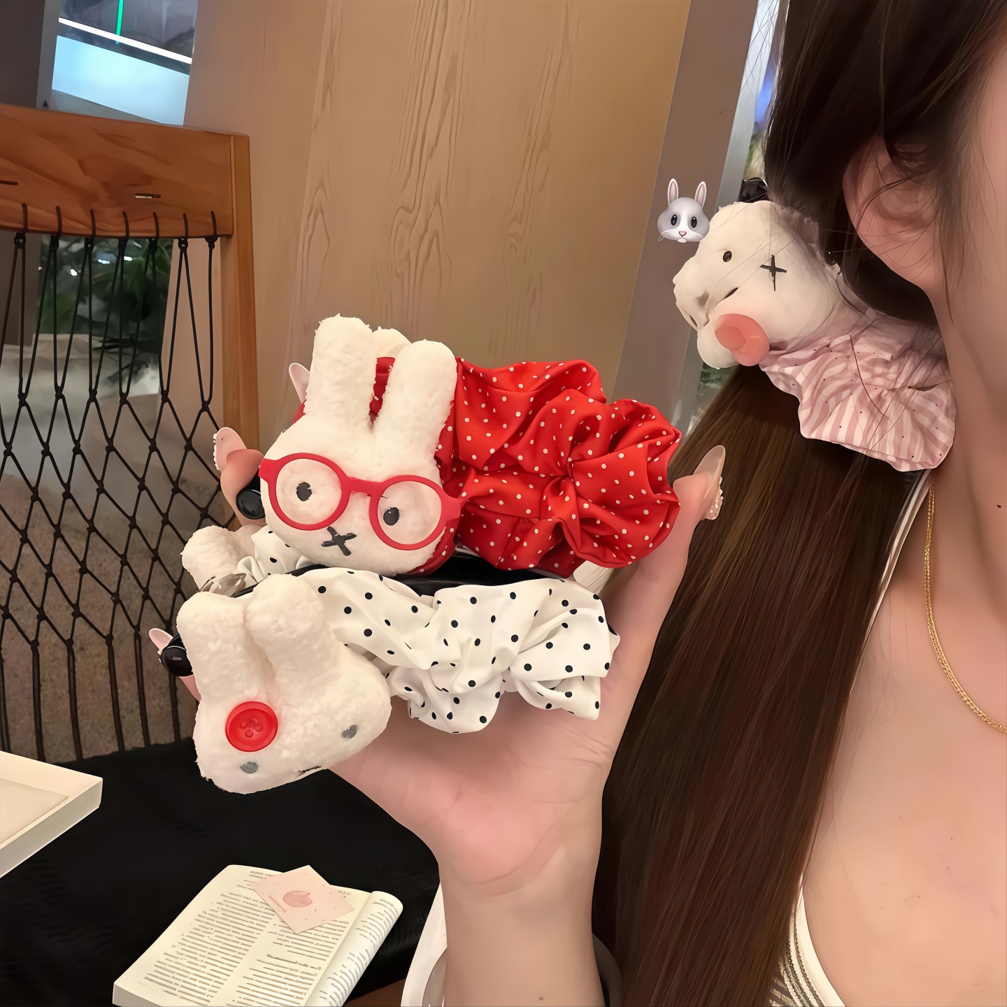 可爱波点大号米菲兔香蕉夹显发量