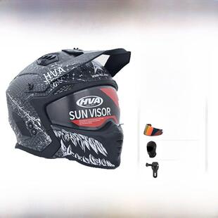 HVA摩托车头盔双镜片拉力盔半盔四分之三盔机车全盔可拆卸组合盔
