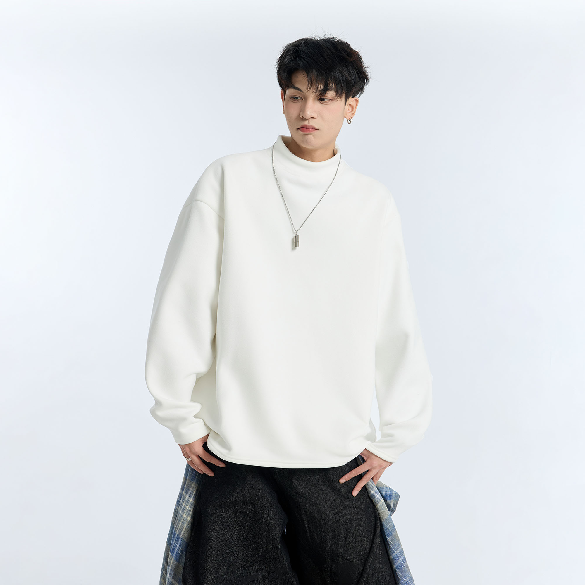 半高领德绒打底衫男款秋季内搭