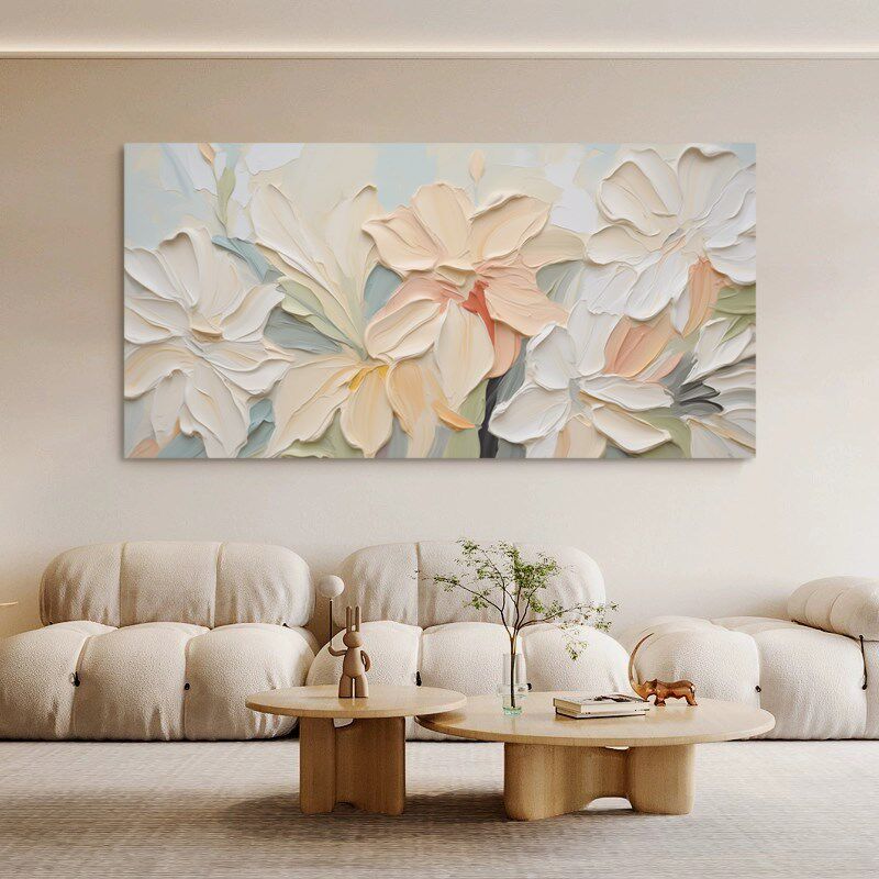 SYMT.ART手绘油画《花攒绮簇7》客厅后现代装饰画玄关立体风景画
