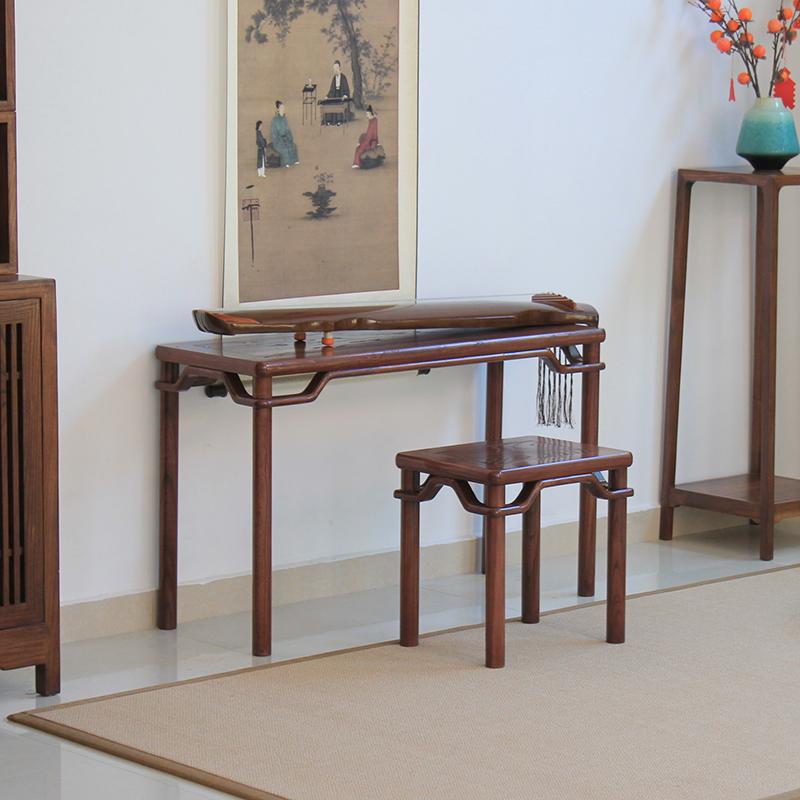新中式榆木古琴桌琴凳现代简约专业共鸣琴桌实木国学书法桌小书桌