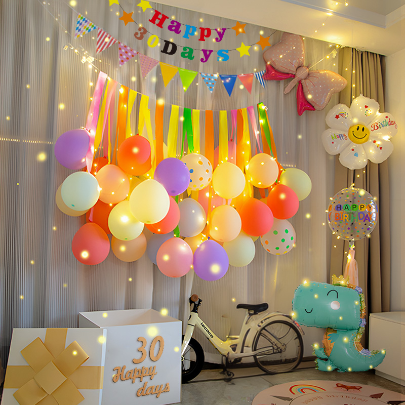 满月龙宝宝拍照道具百天宴场景装饰品布置气球百日100家里仪式感3