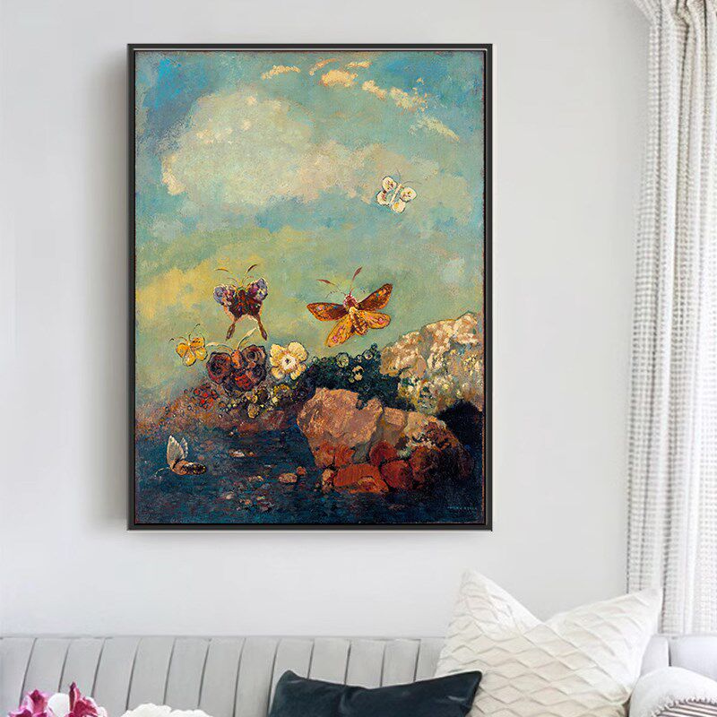 蝴蝶雷东油画布印刷喷绘高清微喷画客厅卧室沙发背景墙装饰画挂画