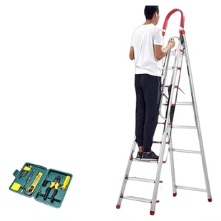 家用不锈钢折叠梯子八步九步人字梯室内加厚工程梯移动伸缩阁楼梯