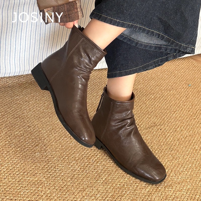 卓诗尼烟筒短靴子真皮马丁靴