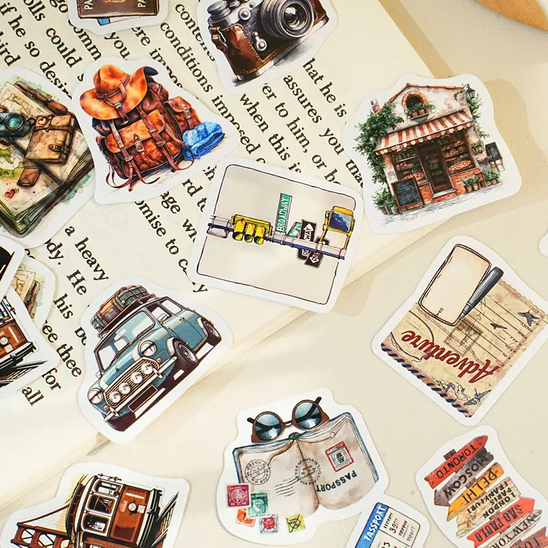 意鸟盒装贴纸 旅行记忆 复古ins手帐装饰贴纸46枚入