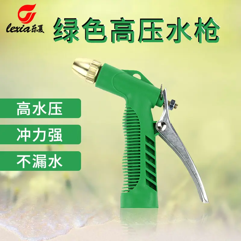 家用水枪塑料小绿镀铜头水枪洗车工具高压水枪水管套装