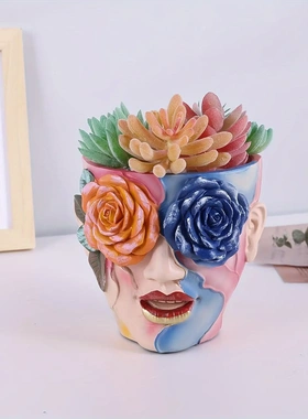 新款创意手工彩绘玫瑰花盆庭院花园家居阳台装饰摆件雅致